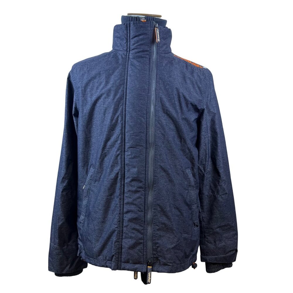 Superdry Mens Blue Windcheater Jacket Zip Closure Camouflage Lining Size L